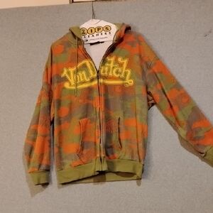 Von Dutch Kids Hoodie - Green and Orange Camo